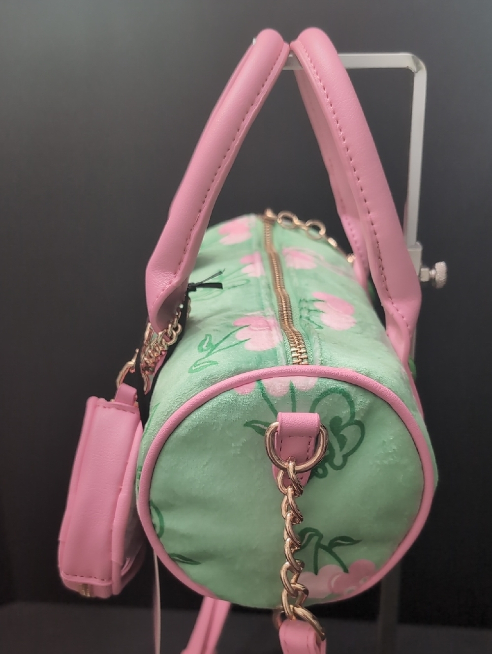 NWT,Juicy Couture 'Retro Juicy Cherry's Green/Pink Mini Barrel Bag. - Picture 7 of 14